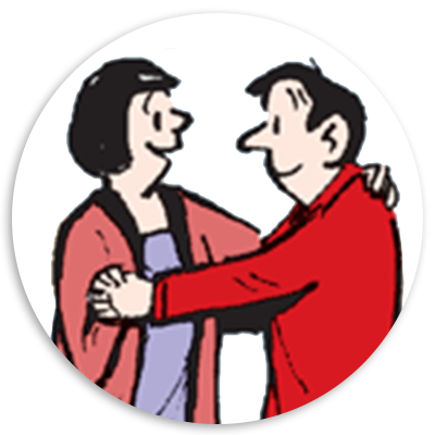 Couple dancing and smiling together, showcasing a joyful moment of connection and affection.