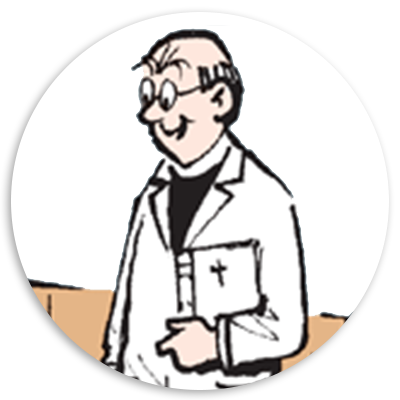Cartoon illustration of a smiling doctor in a white coat with glasses, holding a clipboard, symbolizing healthcare and medical professionalism.