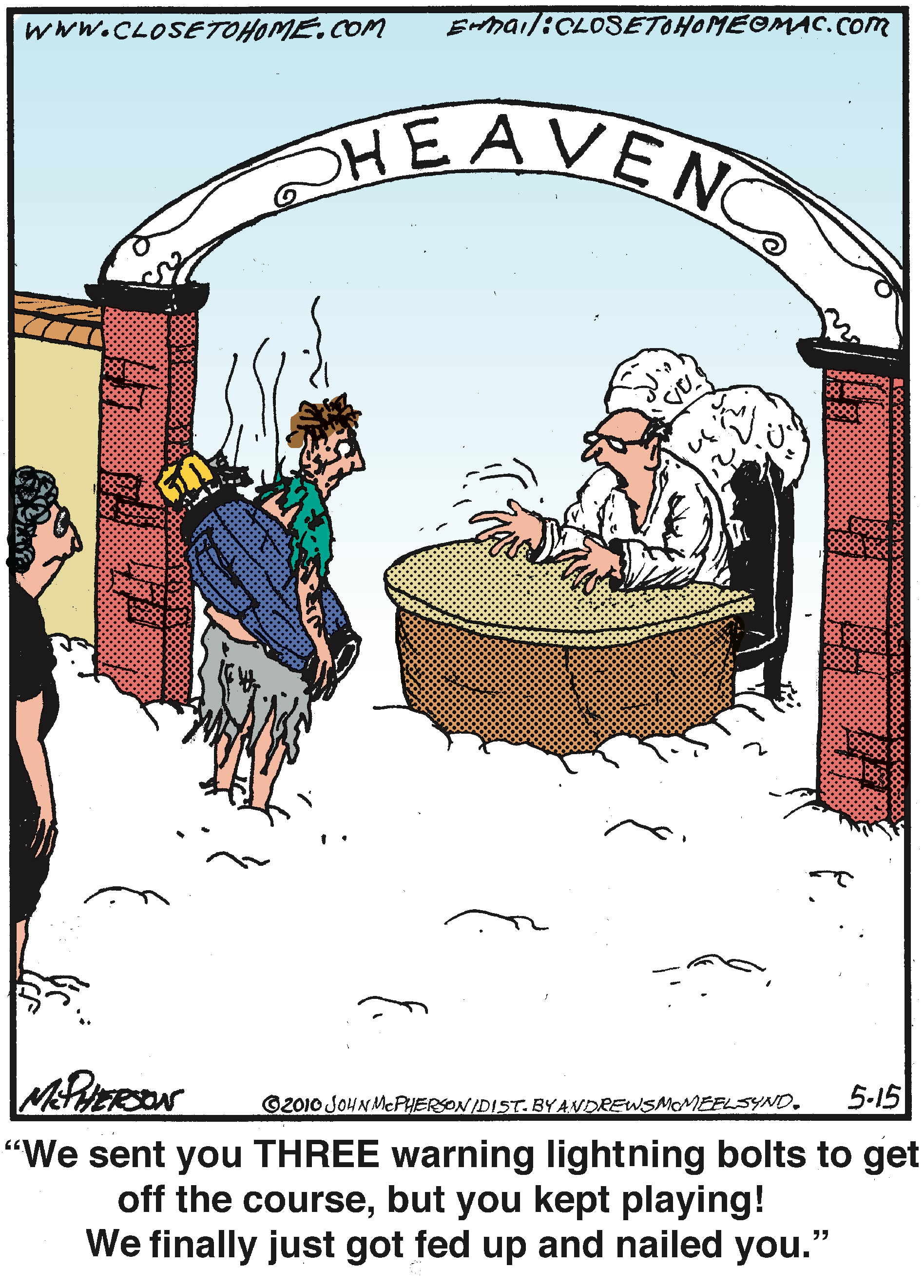 Cartoon depicting a humorous scene at the entrance of 