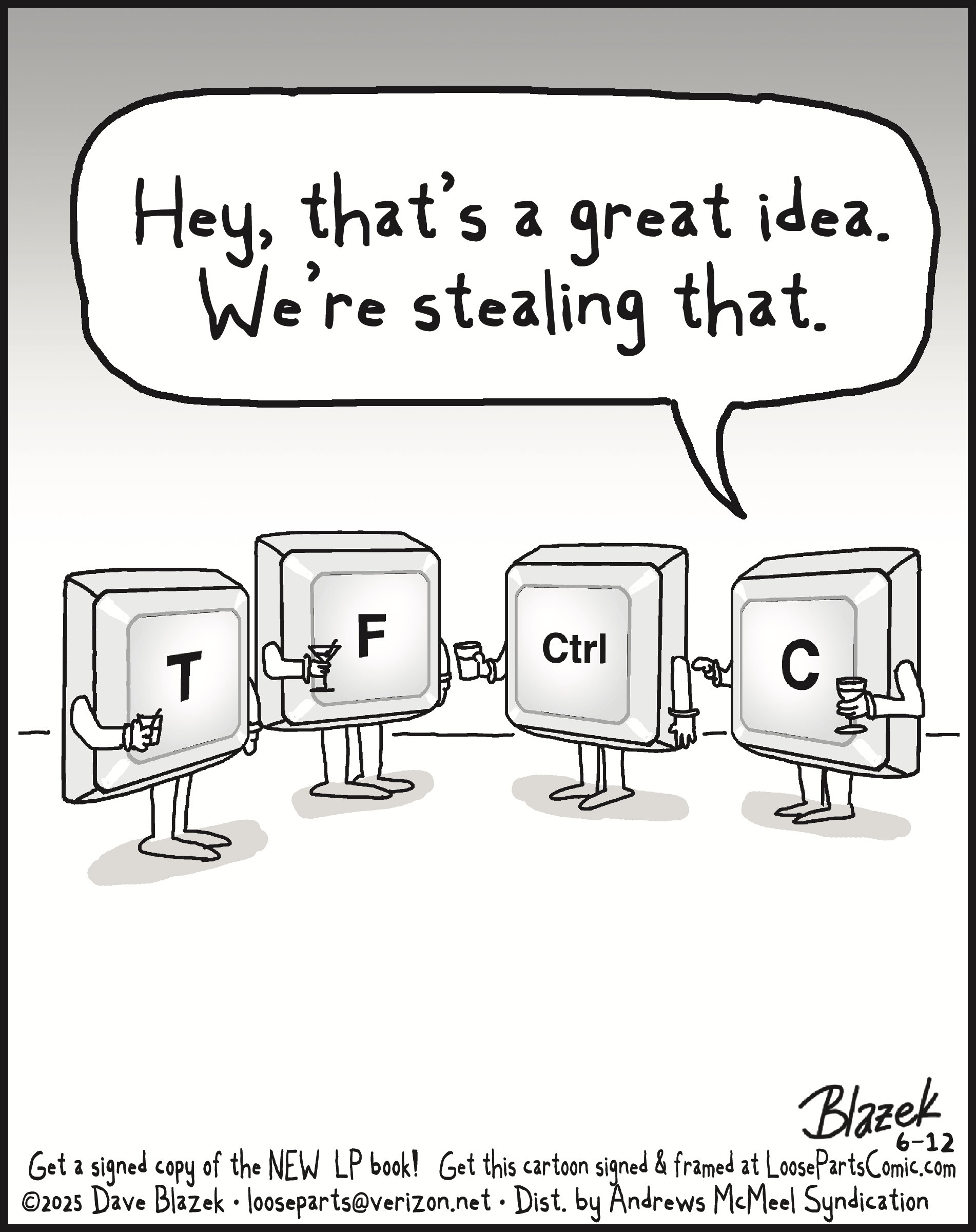 Cartoon depicting three computer monitors labeled 