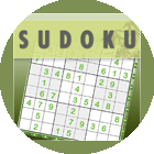 Sudoku game interface featuring a partially completed 9x9 grid with numbers and a green background, designed for puzzle enthusiasts.