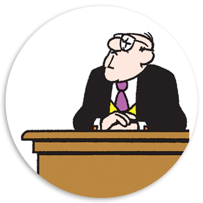 Cartoon character in a suit sitting at a desk with a thoughtful expression, showcasing a humorous take on a serious demeanor.
